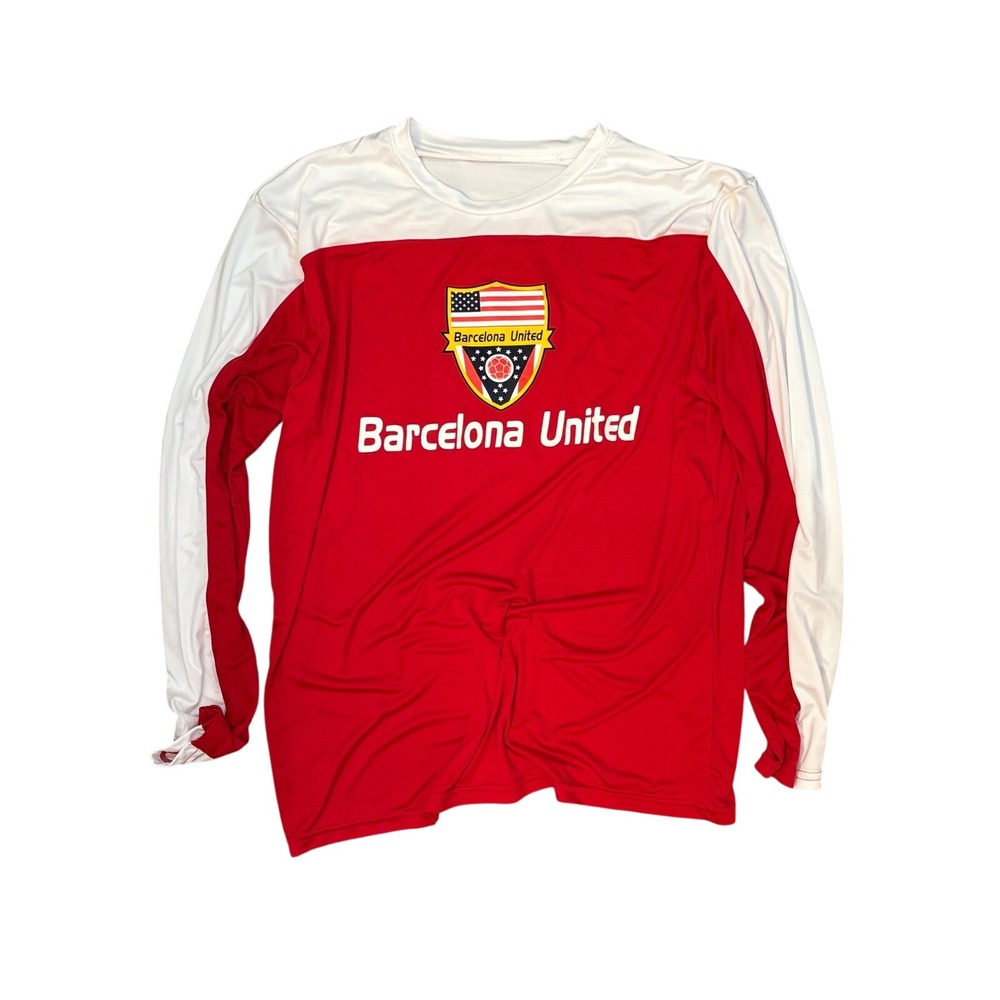 Holloway Barcelona United Soccer Shirt Mens XL Red White Long Sleeve dry-Excel